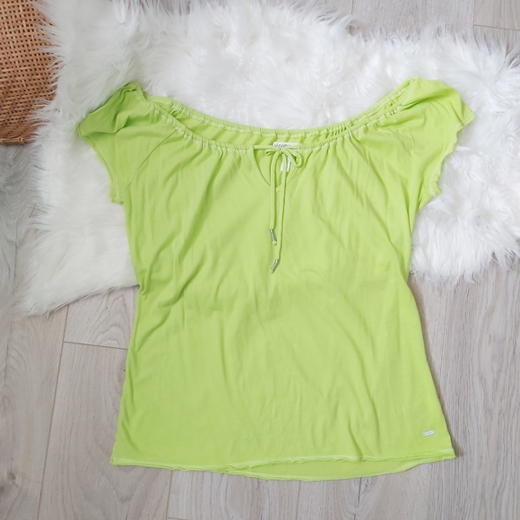 Aeropostale Tops - Aeropostale Neon Cotton Green Off the Shoulder tshirt